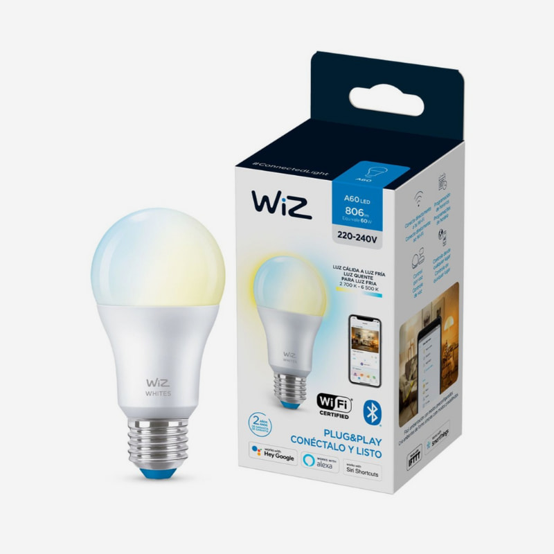 FOCO/LÁMPARA WIZ WIFI LUZ BLANCA TUNEABLE A60/E27LED 9W 806Lm caja