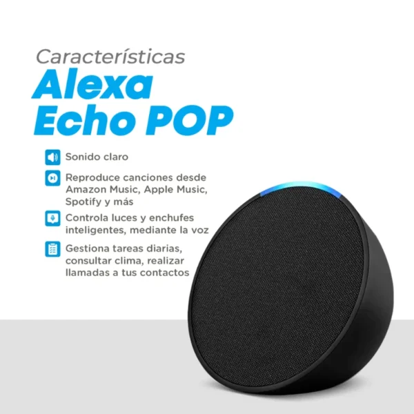 Echo Pop – Altavoz Inteligente con Alexa, Sonido Nítido, Diseño Compacto y Conexión para Hogar Inteligente