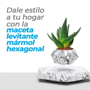 maceta levitante hexagonal mármol