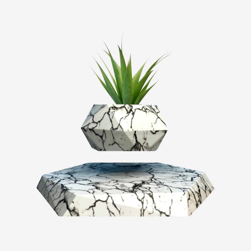 maceta levitante hexagonal mármol