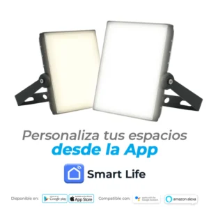 Reflector inteligente sin marco 30W – Control y asistente de voz