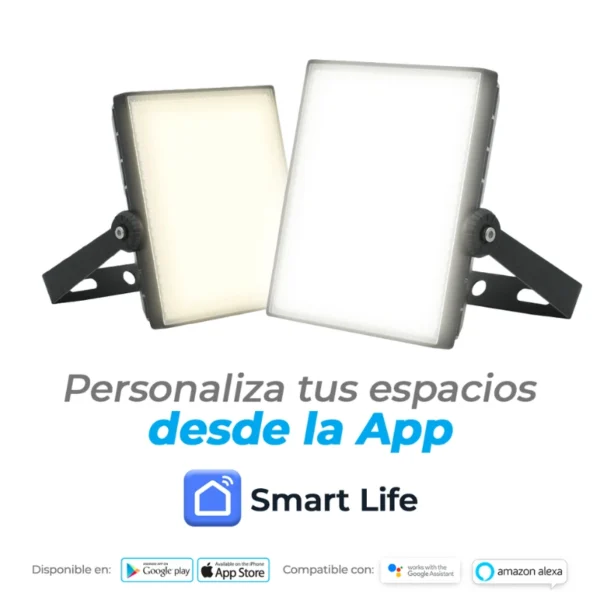 Reflector inteligente sin marco 30W – Control y asistente de voz